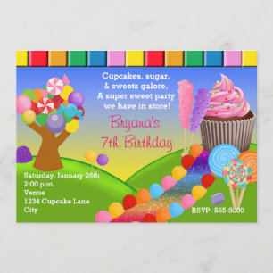 Invitation Cupcakes Sucrés Candyland Terre des Fri