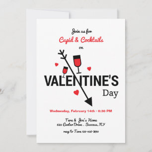 Invitation Cupid et cocktails Saint Valentin