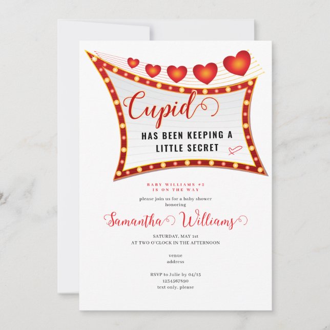 Invitation Cupid Little Secret Valentine Février Baby shower (Devant)