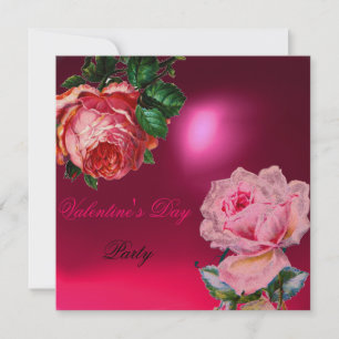 INVITATION CUPIDON DENTELLE CŒUR ET ROSE ROSE VALENTINE MONOG