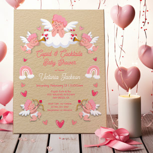 Invitation Cupids et cocktails Baby shower Saint Valentin