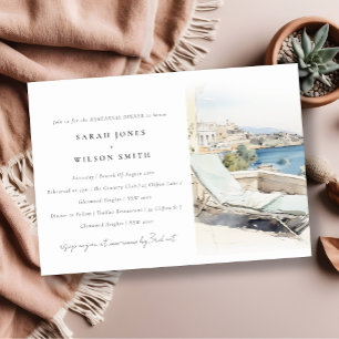 Invitation Curfu Grèce Aquarelle Paysage Dîner de répétition