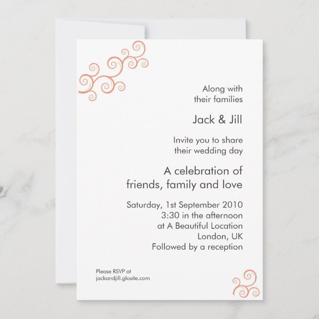 Invitation Curly Q Too (tangerine) 5x7 (Devant)