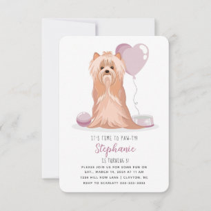 Invitation Curte Yorkshire Terrier Anniversaire