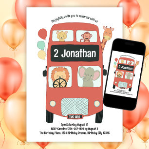 Invitation Custom 2e anniversaire DEUX Wild Safari Bus Boho