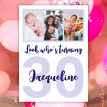 Invitation Custom 30th Birthday Purple Script Photo Collage<br><div class="desc">Mettez un sourire sur un visage avec cette coutume 30ème anniversaire script moderne collage photo Invitation. - Cliquez simplement pour personnaliser ce design 🔥 Mes promesses - Ce design est unique et conçu avec vous en tête 🙏 Merci pour soutenir ma petite entreprise - Si vous voulez un article sur...</div>