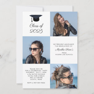 Invitation Custom 3 Photo Collage Classe Graduation Invitatio