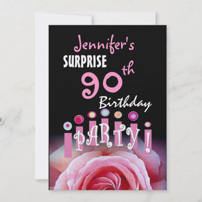 Invitation Custom 90th SURPRISE Birthday Party Metallic (Devant)