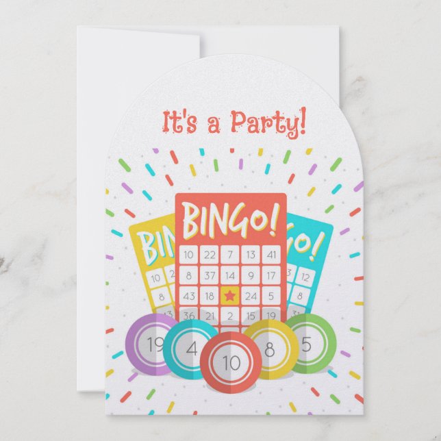 Invitation Custom Age fun Bingo Thème Anniversaire (Devant)