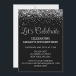Invitation Custom Black & Silver Glitter 30th Birthday Party<br><div class="desc">Customized Glitter Invite 30 30th,  35th Birthday Party invitation Thirty,  Let's celebrate digital Any Age,  Instant download Forty Fifty Sixty,  Personalized 21st 40th 50th 60th,  Elegant Milestone template Sweet 16,  Custom 18th Glam Golden Confetti,  Adult Calligraphy Modern Stylish script,  Chic trendy simple for her,  Bling 16th quinceanera 15th celebration</div>