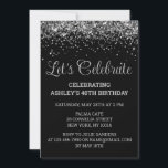 Invitation Custom Black & Silver Glitter 40th Birthday Party<br><div class="desc">Customized Glitter Invite Forty 40,  45th Birthday Party invitation Forty,  Let's celebrate digital Any Age,  Instant download Fifty Sixty Seventy,  Personalized 21st 50th 60th 70th,  Elegant Milestone template Sweet 16,  Custom 18th Glam Golden Confetti,  Adult Calligraphy Modern Stylish script,  Chic trendy simple for her,  Bling 16th quinceanera 15th celebration</div>
