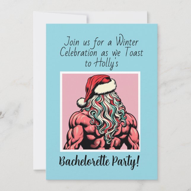Invitation Custom Buff Santa December Bachelorette Party (Devant)