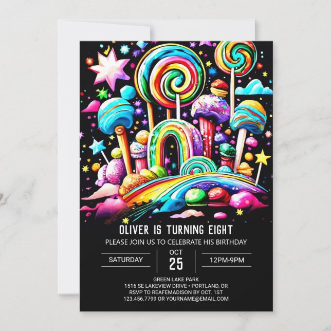Invitation Custom Candy Wonderland Anniversaire (Devant)