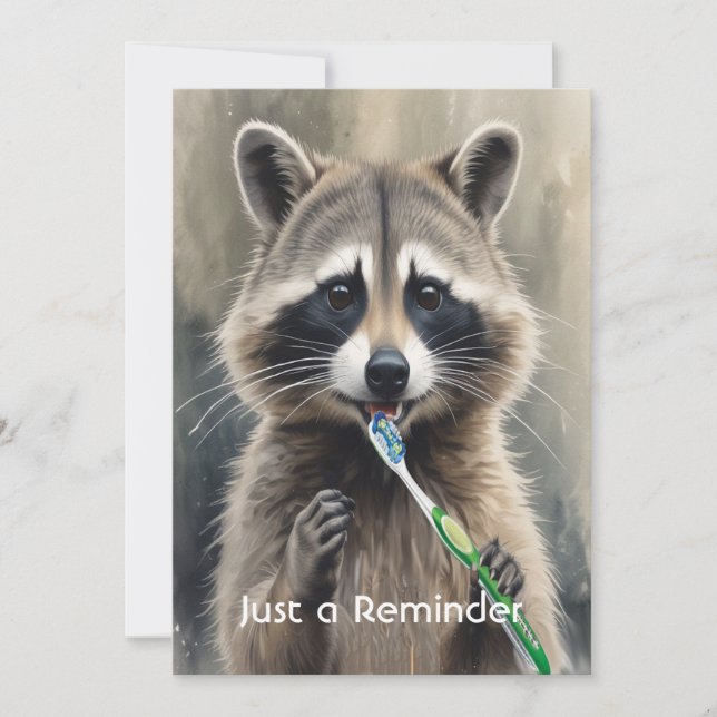 Invitation Custom Check up Reminder Dentist Fun Raccoon (Devant)