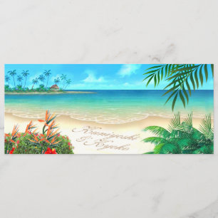 Invitation CUSTOM Exotic Beach M'ASSUREZ-MOI 2 NOMS DE DESSIN