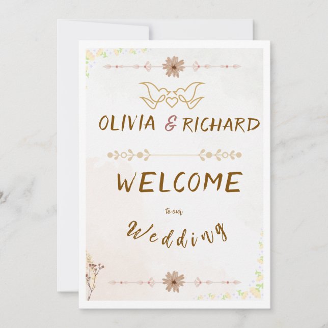 Invitation Custom Floral Wedding Welcome Sign (Devant)