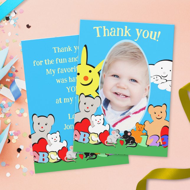 Invitation Custom Fun Cute Animals Birthday Thank You Card (Créateur téléchargé)