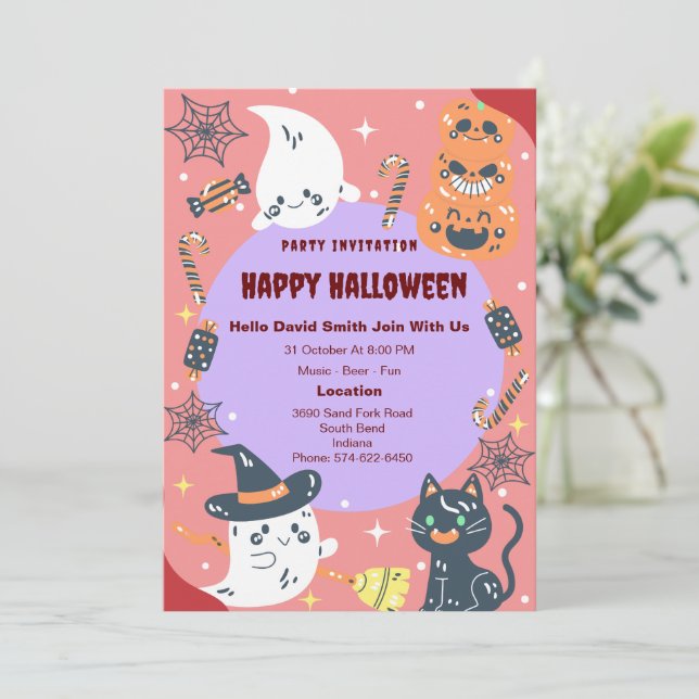 Invitation Custom Happy Halloween Party Classic (Debout devant)