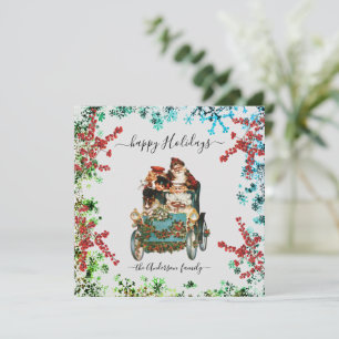 Invitation Custom Happy Holidays Chic Rustic Vintage Ephemera