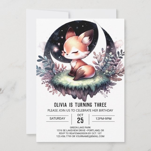 Invitation Custom Majestic Fox Anniversaire numérique (Devant)