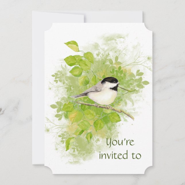 Invitation Custom Memorial Chickadee Nature Oiseau Art (Devant)