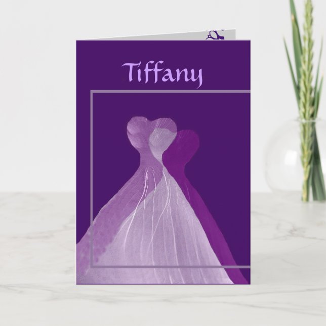 Invitation CUSTOM NAME Be My Bridesmaid with Purple Gowns (Devant)