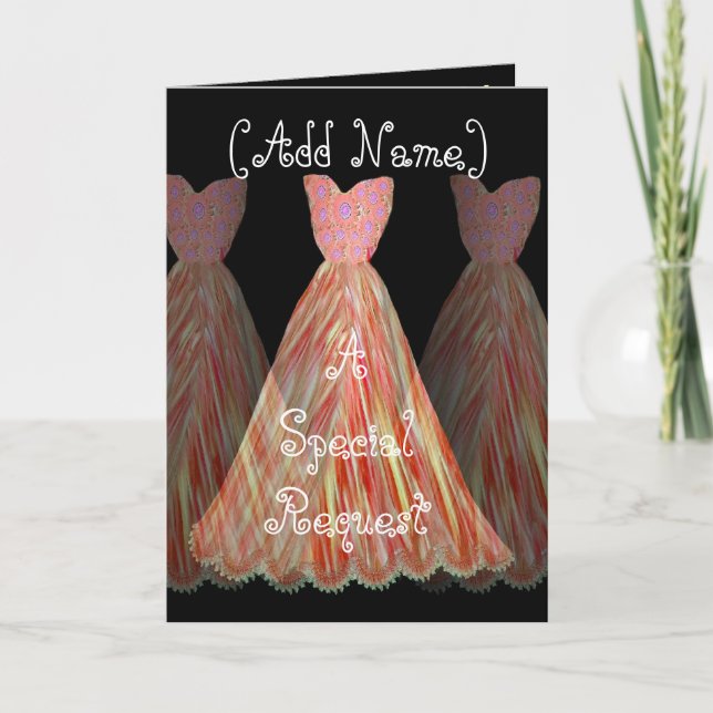 Invitation CUSTOM NAME - Bridesmaid ORANGE FLAME Dress (Devant)