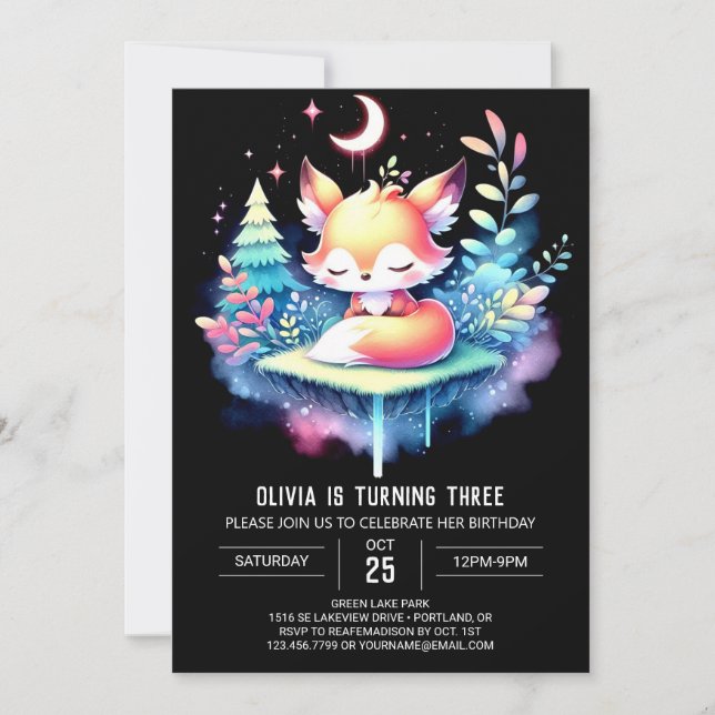 Invitation Custom Nature Fox Anniversaire numérique (Devant)