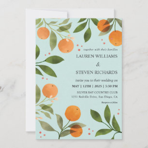 Invitation Custom Pastel Oranges vertes Floraux Mariage vert