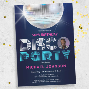 Invitation Custom Photo Fun Disco 50th Birthday Party