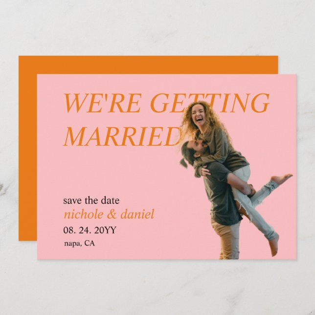 Invitation Custom Photo Vibrant Chic Wedding Save the Date  (Devant / Derrière)