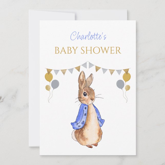 Invitation Custom Pierre le Baby shower lapin (Devant)