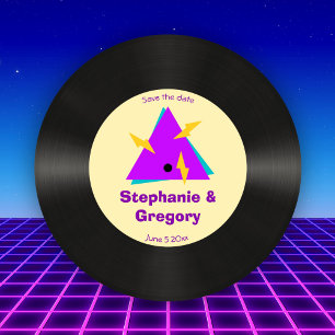 Invitation Custom Retro 80s Faux Vinyl Enregistrer La Date