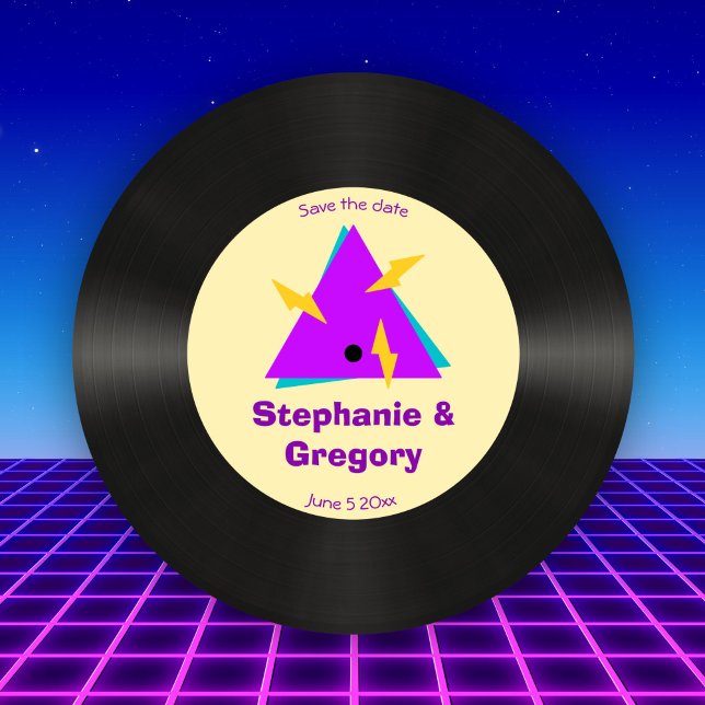 Invitation Custom Retro 80s Faux Vinyl Enregistrer La Date (Créateur téléchargé)