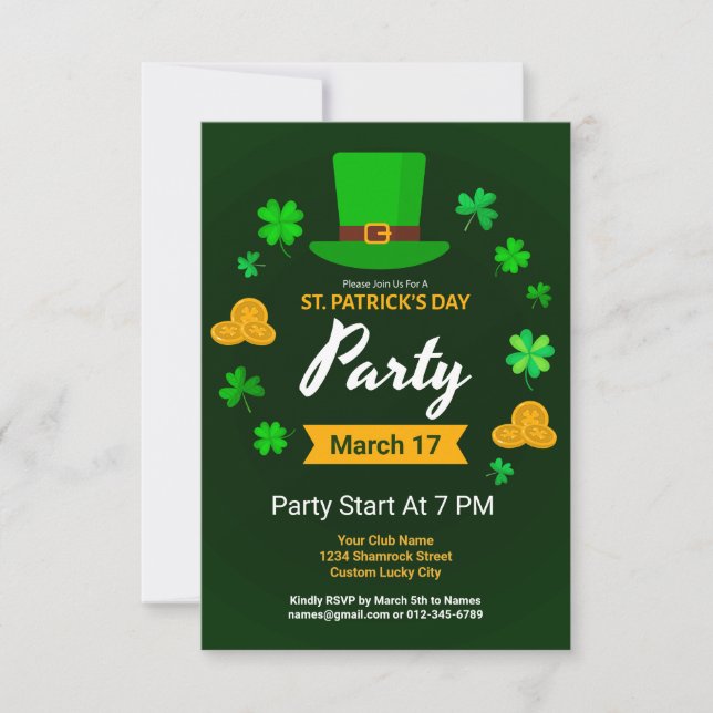Invitation Custom Saint Patrick's Day Irish Themed Party (Devant)
