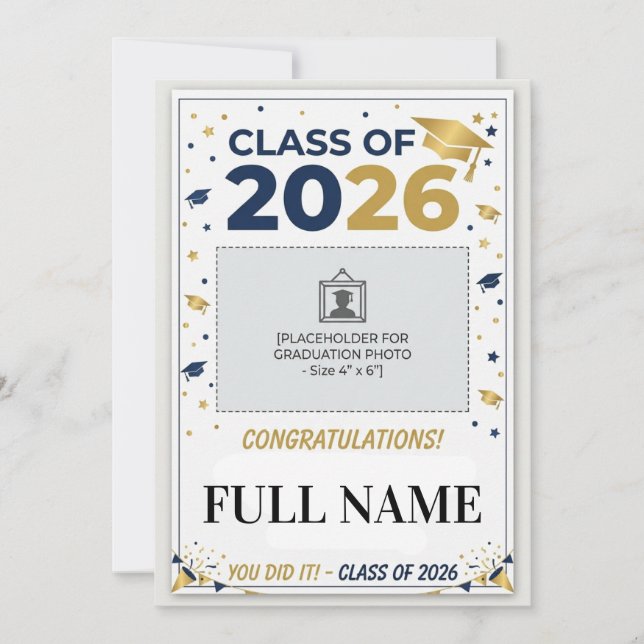 Invitation Custom School Colors Graduation Photo Card | Class (Devant)