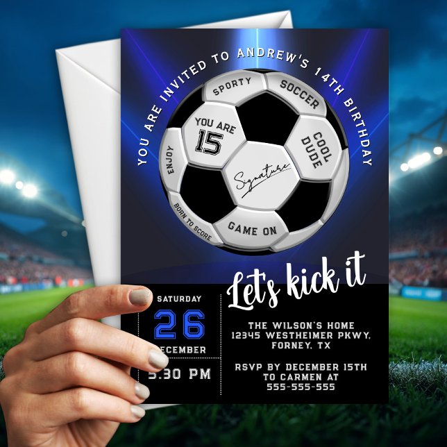 Invitation Custom Soccer Ball Modern Birthday Fully Editable (Créateur téléchargé)