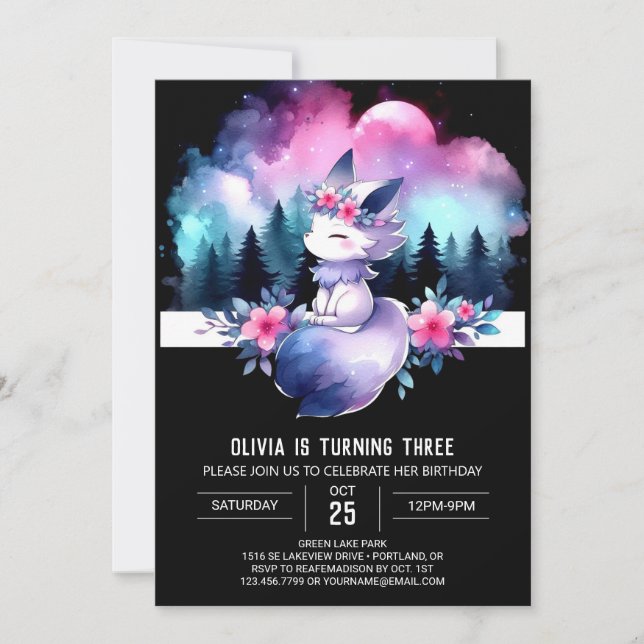 Invitation Custom Sweet Wolf Birthday (Devant)