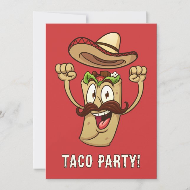 Invitation Custom Text Taco Party (Devant)