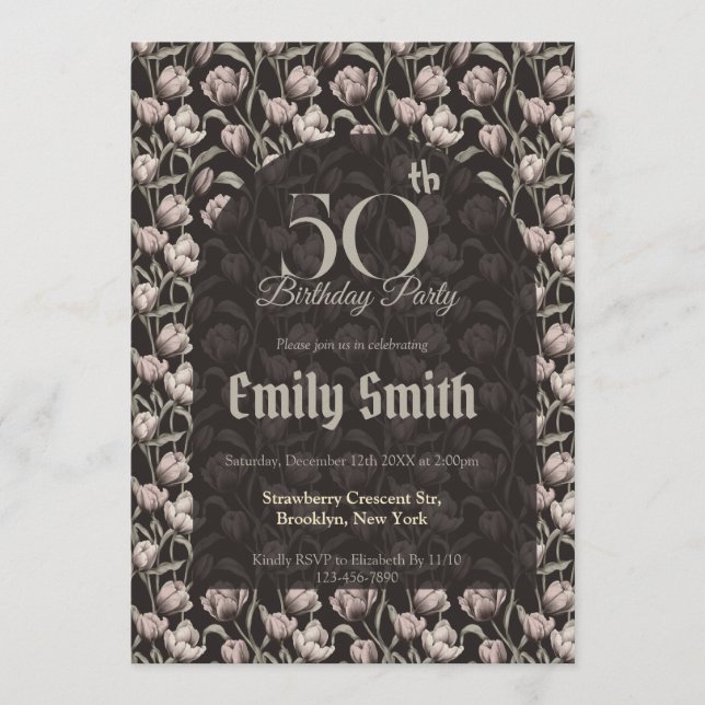 Invitation Custom Tulip Themed 5Th Birthday (Devant)