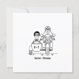 Invitation Custom Two Grooms Motorbike et Mariage Sidecar