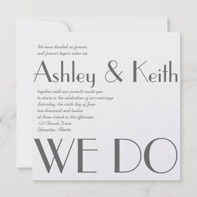 Invitation Custom We Do Classic White Wedding Invite (Devant)