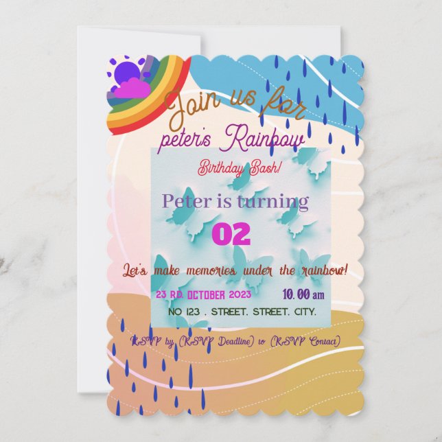 INVITATION CUSTOMISÉ TODDLER ARTISTIQUE 🌈 RAINBOW ANNIVERSAI (Devant)