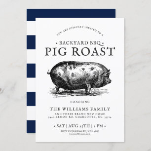 Invitation Customisée à la partie BBQ rôtie de por