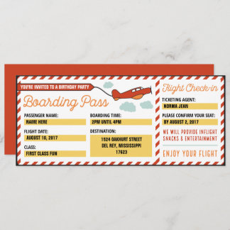 Invitation Customisée Birthday Party Boarding Pass