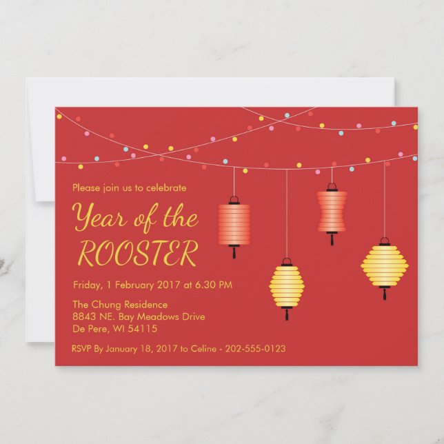 Invitation customisée chinoise de partie de (Devant)