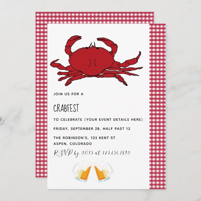 Invitation customisée de Crabfest Party (Devant / Derrière)