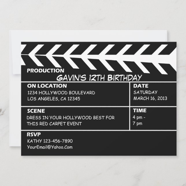 Invitation Customisée du Walk of Fame de Hollywood (Devant)