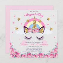 Invitation customisée Unicorn Floral 5e Anniversai