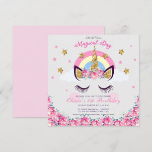 Invitation customisée Unicorn Floral 5e Anniversai